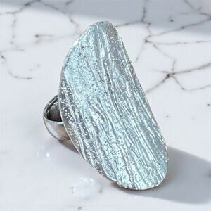Vintage Mexico 925 Sterling Silver Modernist Statement Ring RCT Brutalist 6.75